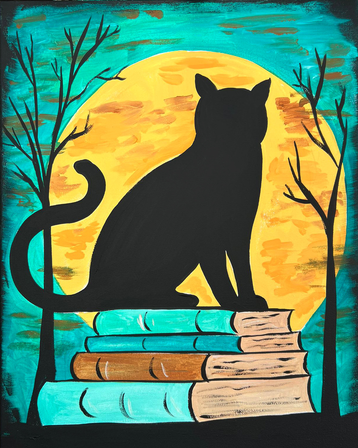 BJs Cat and Moon Paint night